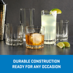Ocean Glass Traze PRE Rocks Glasses (4-Pieces), 12-ounce, Dishwasher Safe