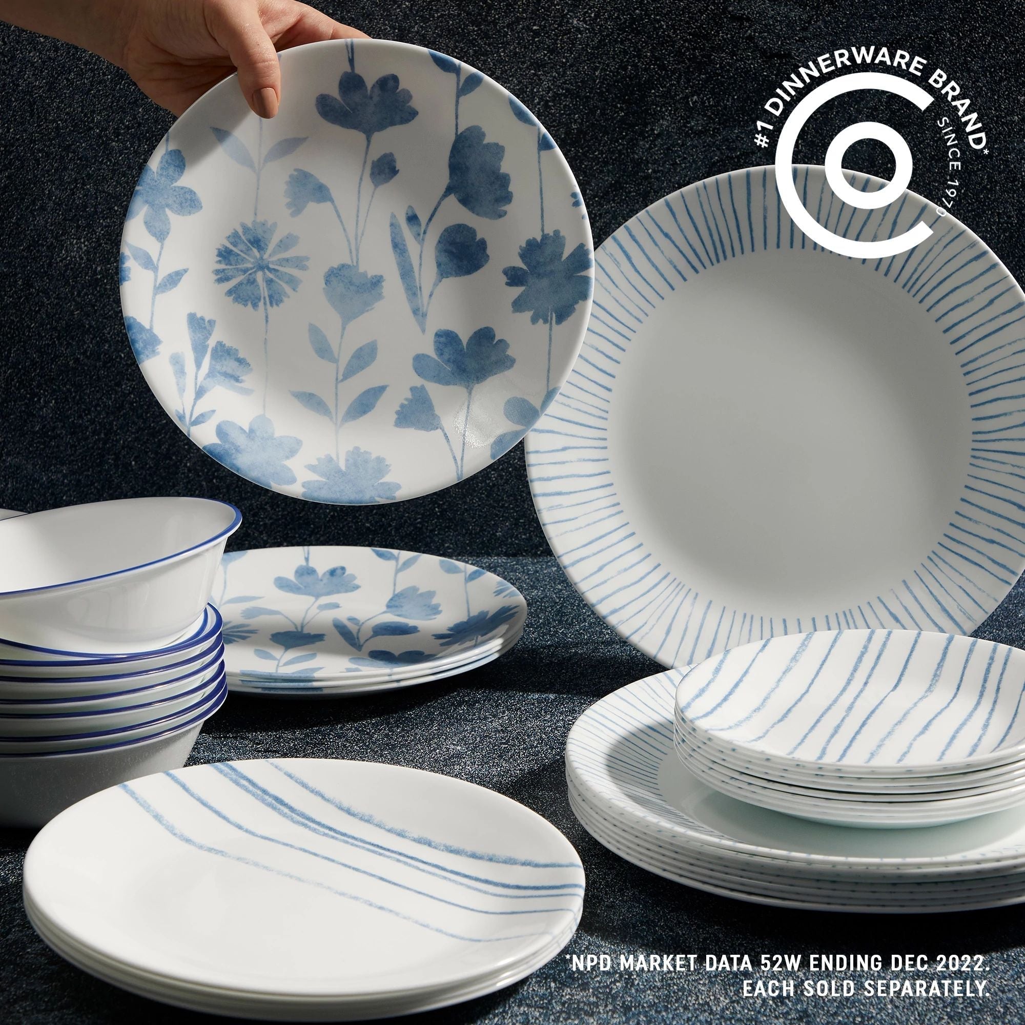Corelle® Botanical Stripes 18-ounce Cereal Bowls, 6-pack